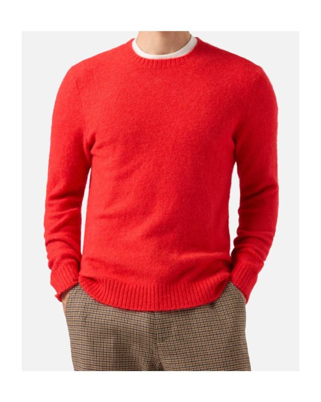 Mc2 Saint Barth Red Ribbed Crewneck Jumper for men