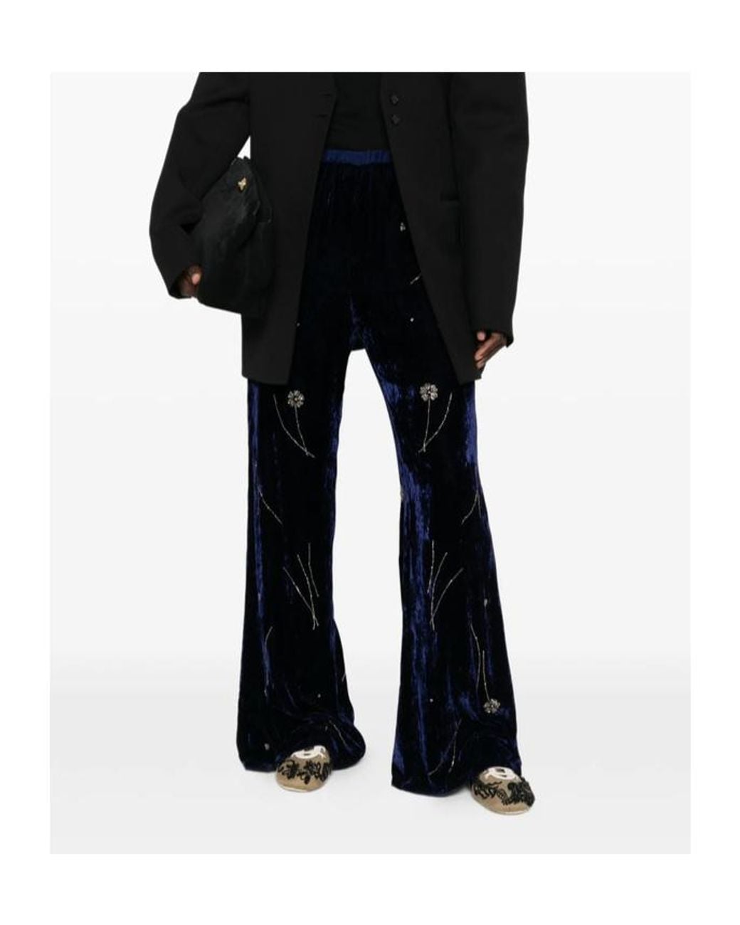 Forte_forte Black Crystal-Embellished Palazzo Pants