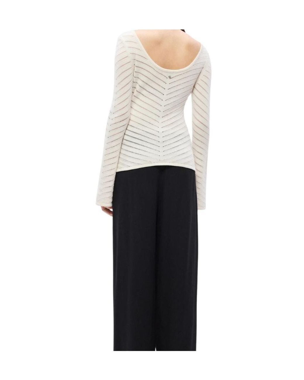 Boss White Chevron-Pattern Blouse