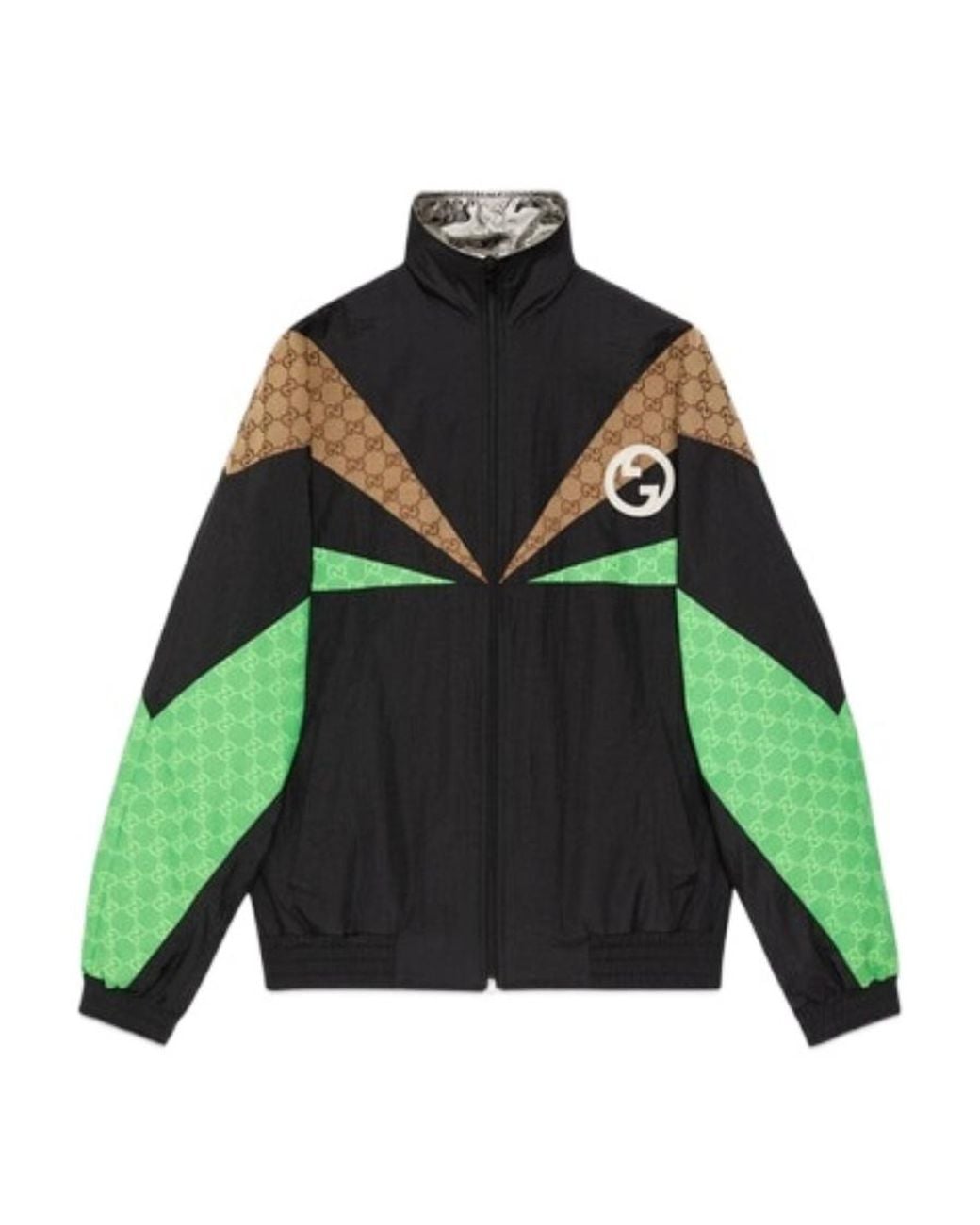 Gucci Green Gg Monogram Highneck Track Jacket