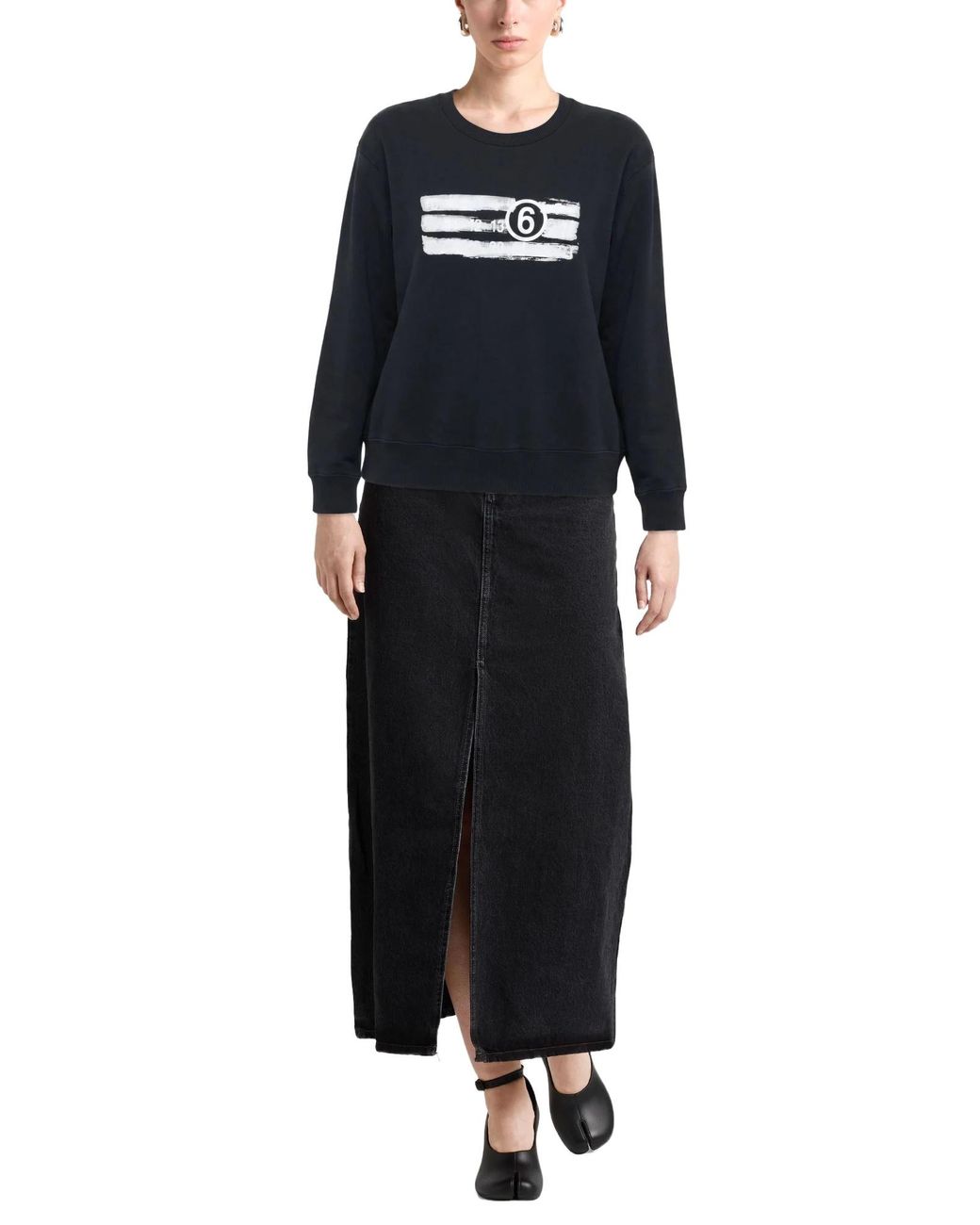 MM6 by Maison Margiela Blue Printed Longsleeve Crewneck Sweatshirt