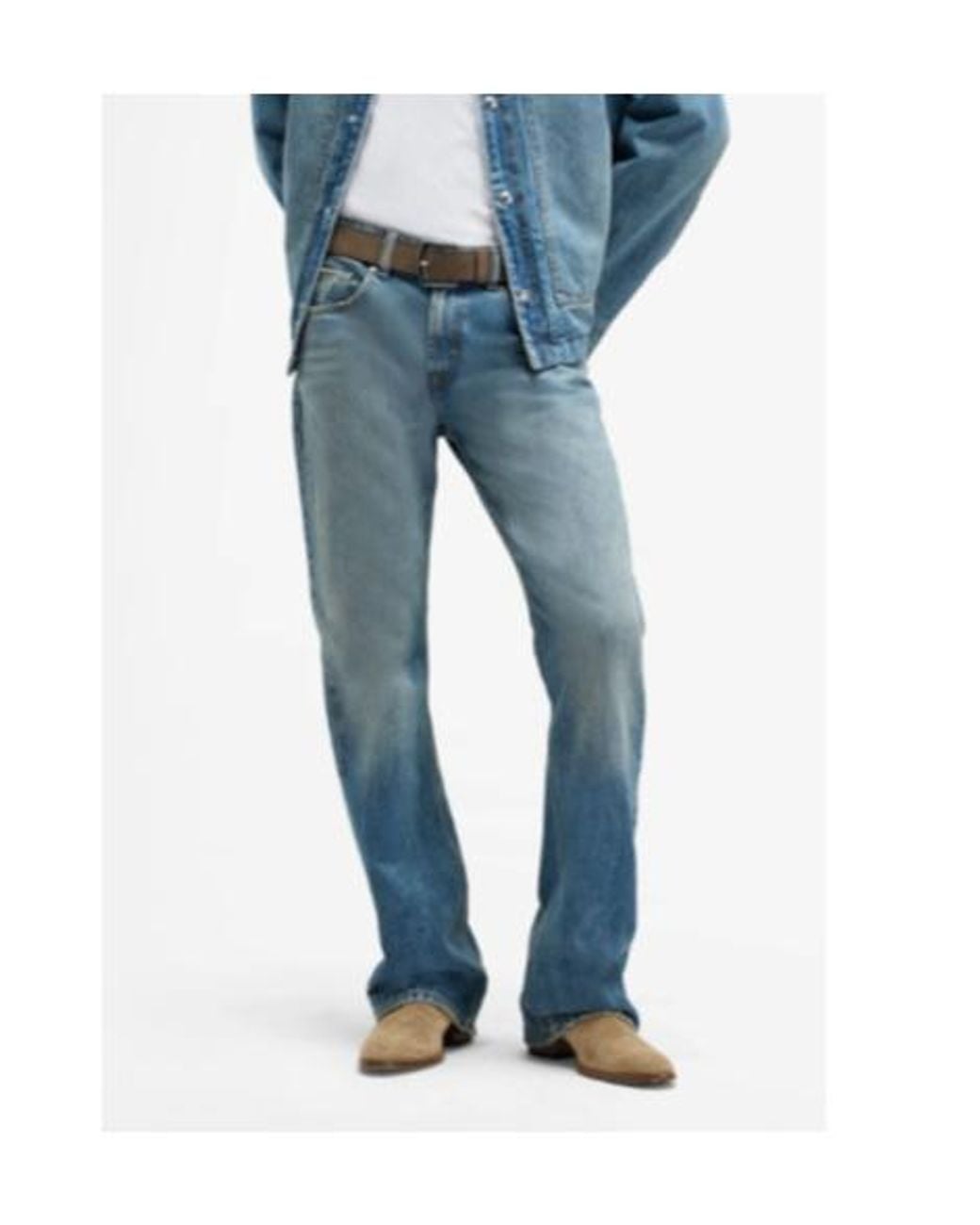 7 For All Mankind Blue Mid Waist Bootcut Jeans for men