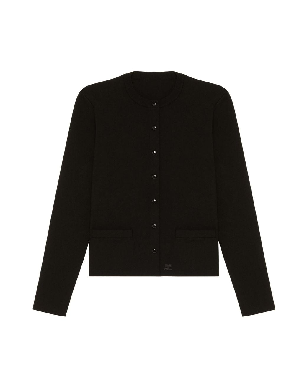 Courreges Black Logo-Patch Cropped Cardigan