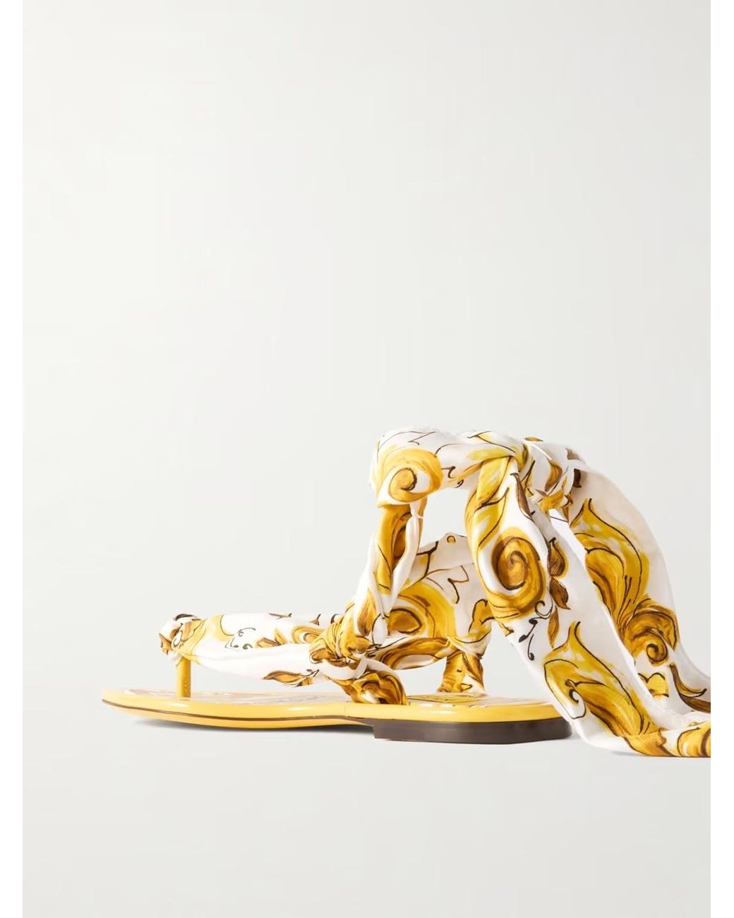 Dolce & Gabbana Metallic Printed Flat Sandals