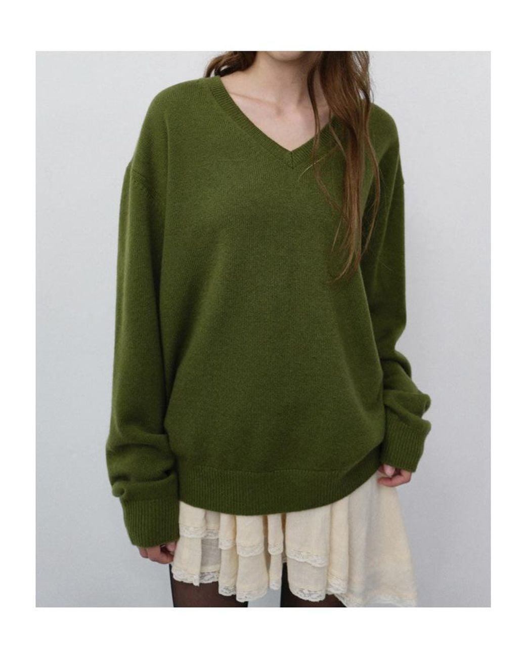 DUNST Green V-Neck Sweater for men