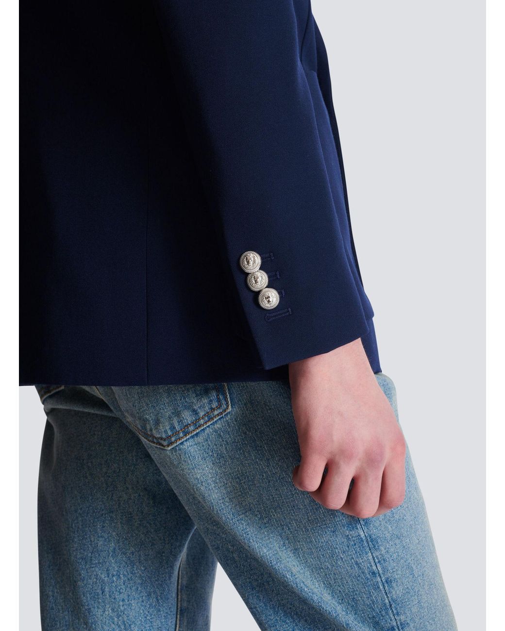 Balmain Blue Double Breasted Long Sleeved Blazer for men
