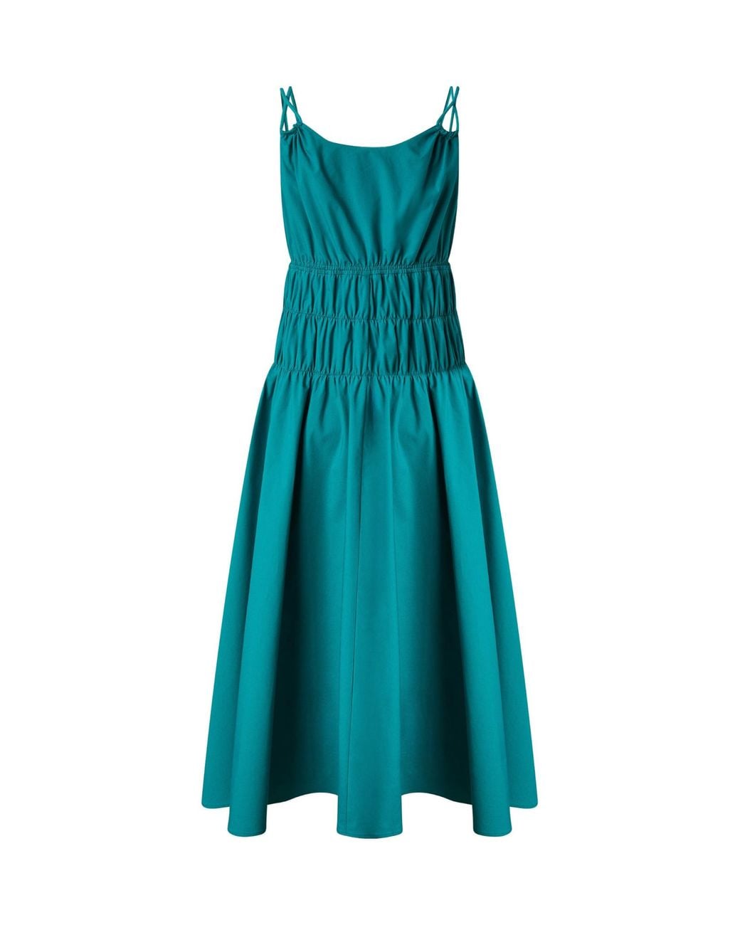 Pinko Blue Shirred V-Neck Dress