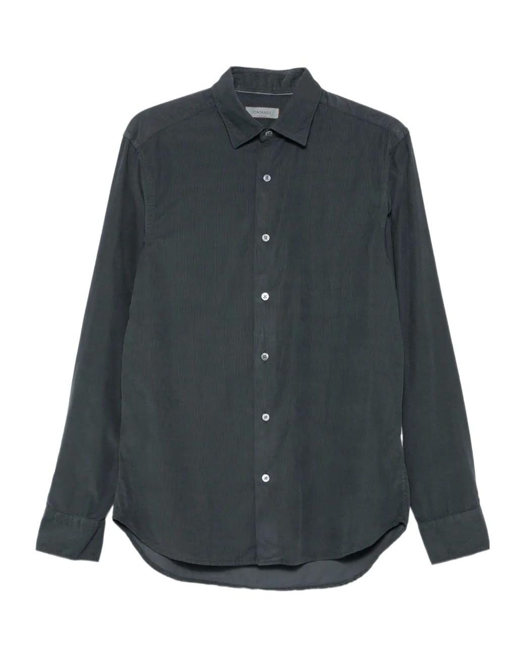 Canali Blue Long-Sleeve Cotton Shirt for men
