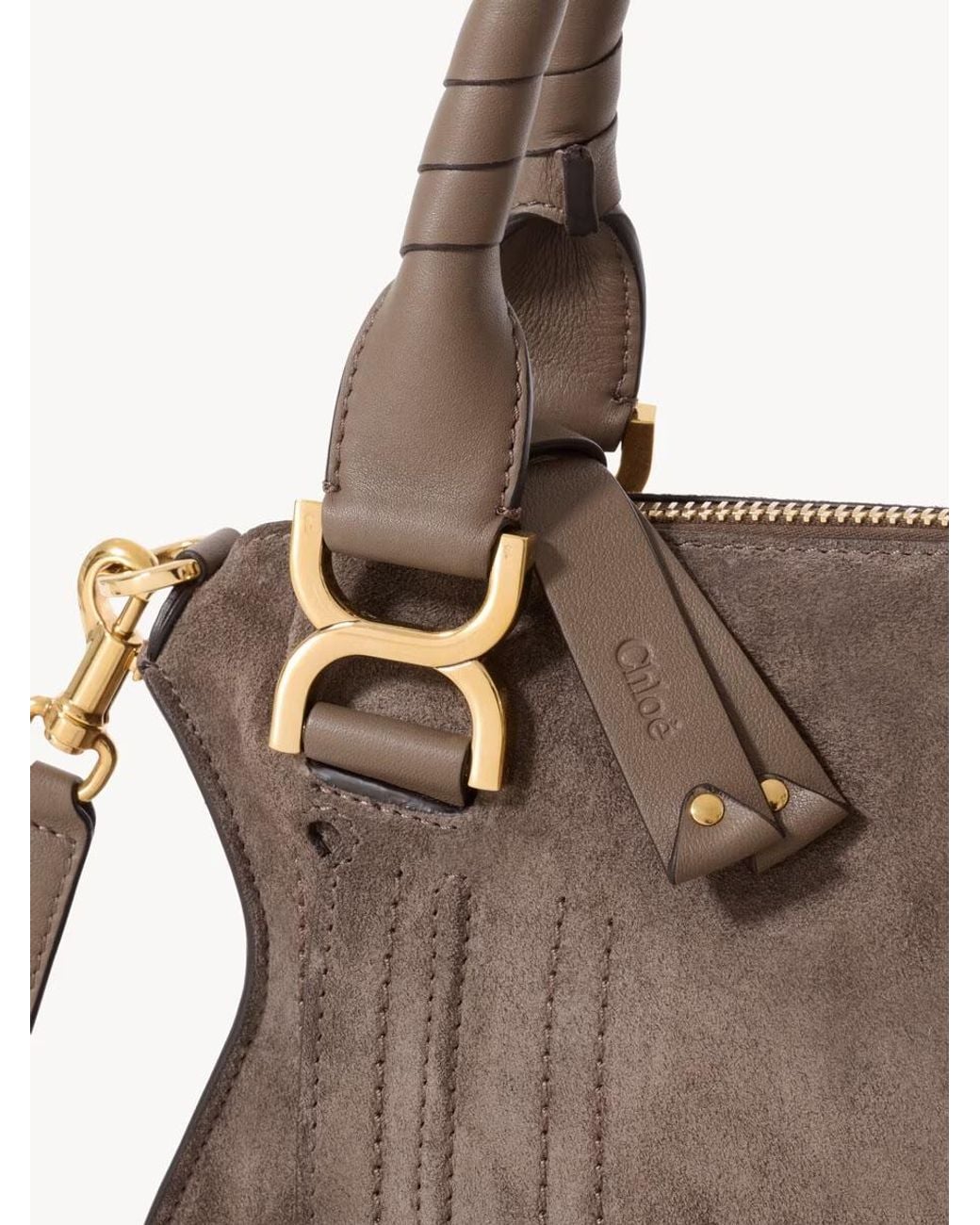 Chloé Brown Chloé Marcie Small Suede Shoulder Bag