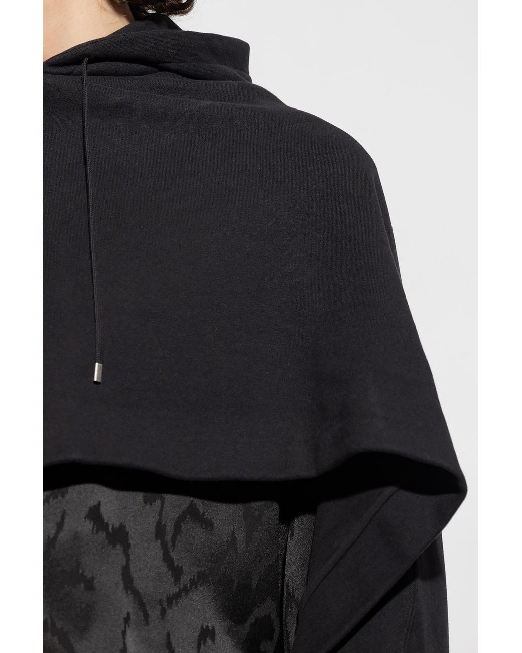 Saint Laurent Black Drawstring Hooded Cape for men