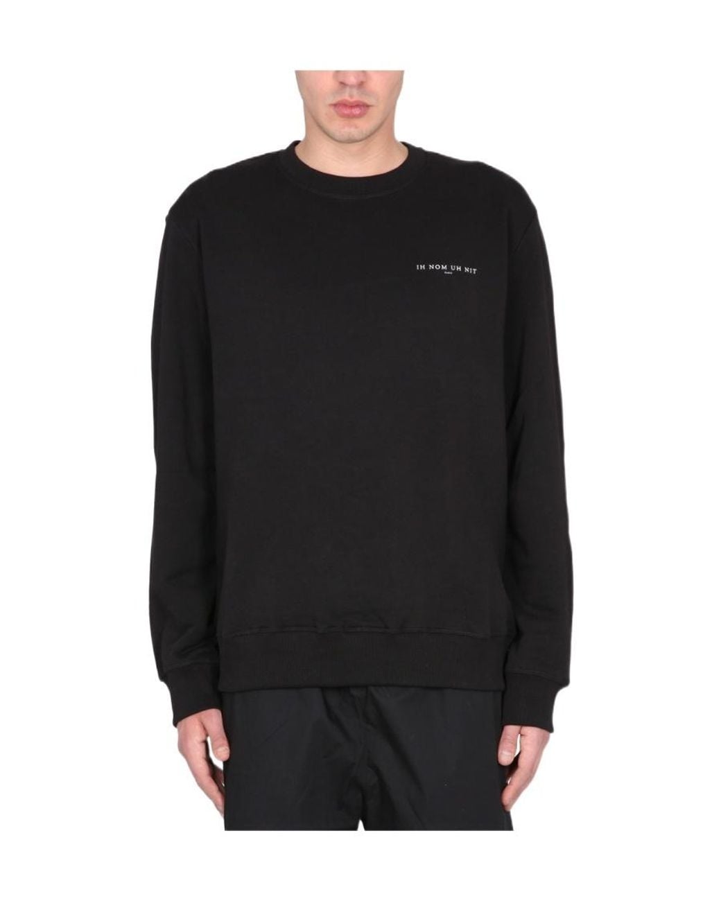 Ih Nom Uh Nit Black Mask-Printed Long-Sleeved Crewneck Sweatshirt for men