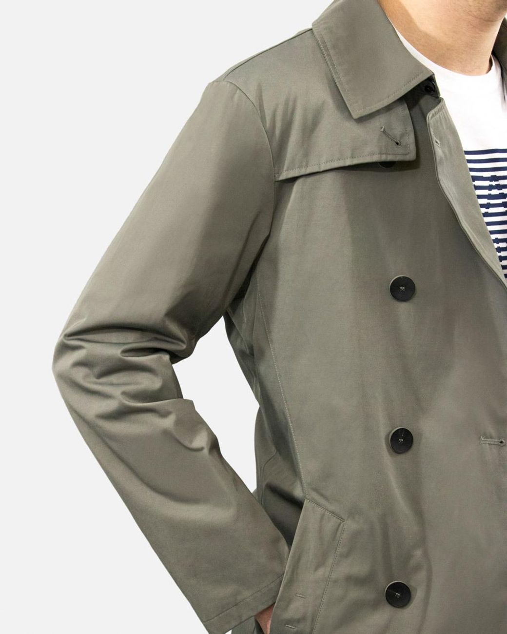 Armani Collezioni Gray Medium And Long Style Lapel Logo Trench Coat for men