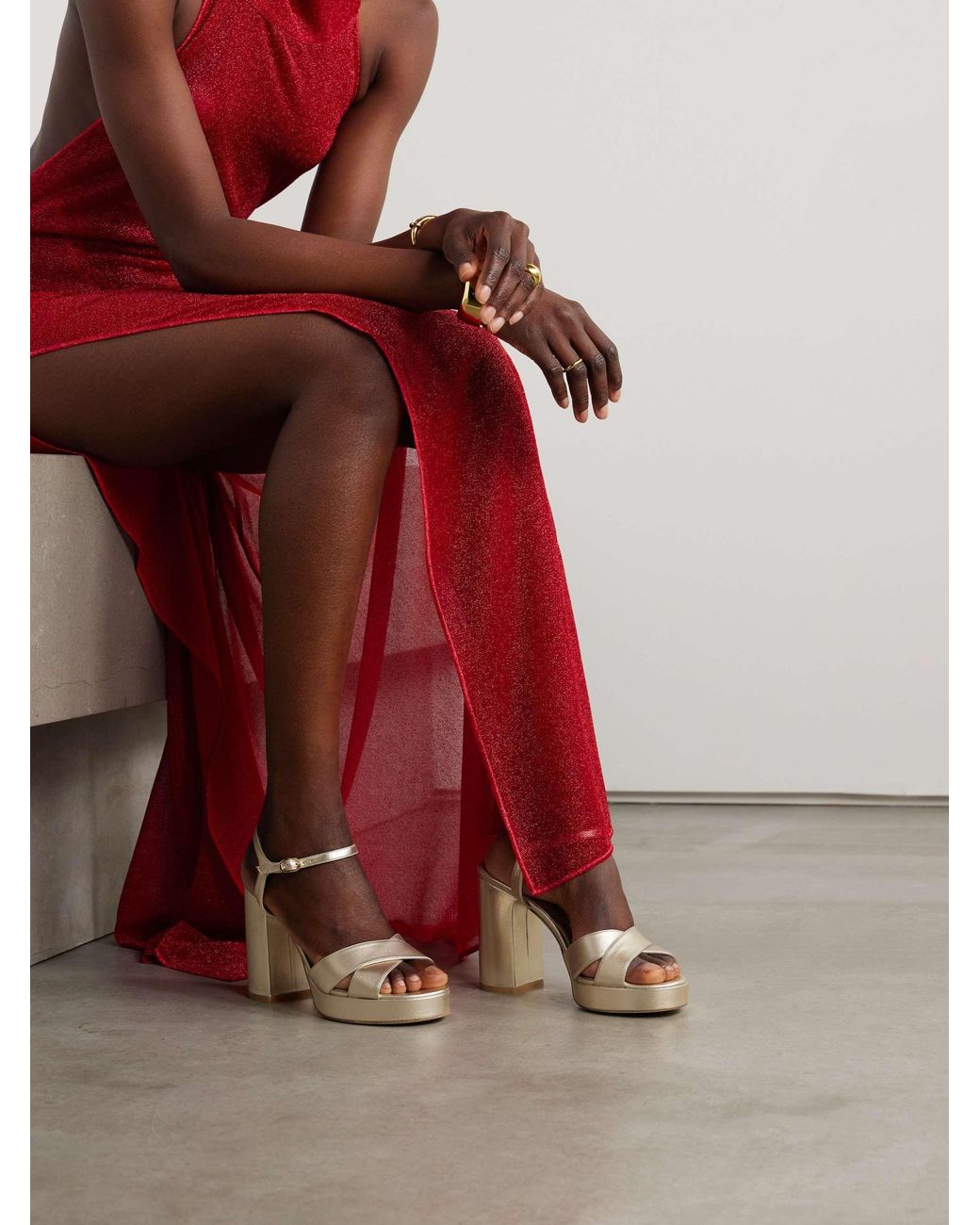 Stuart Weitzman White Round-Headed High-Heeled Sandals