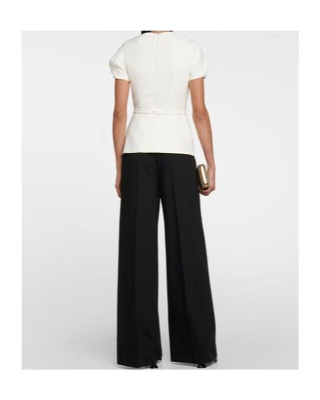 Safiyaa White Peplum Crêpe Top
