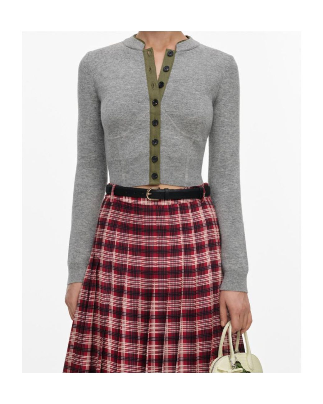 Self-Portrait Red Pleated Lace-Trim Skirt