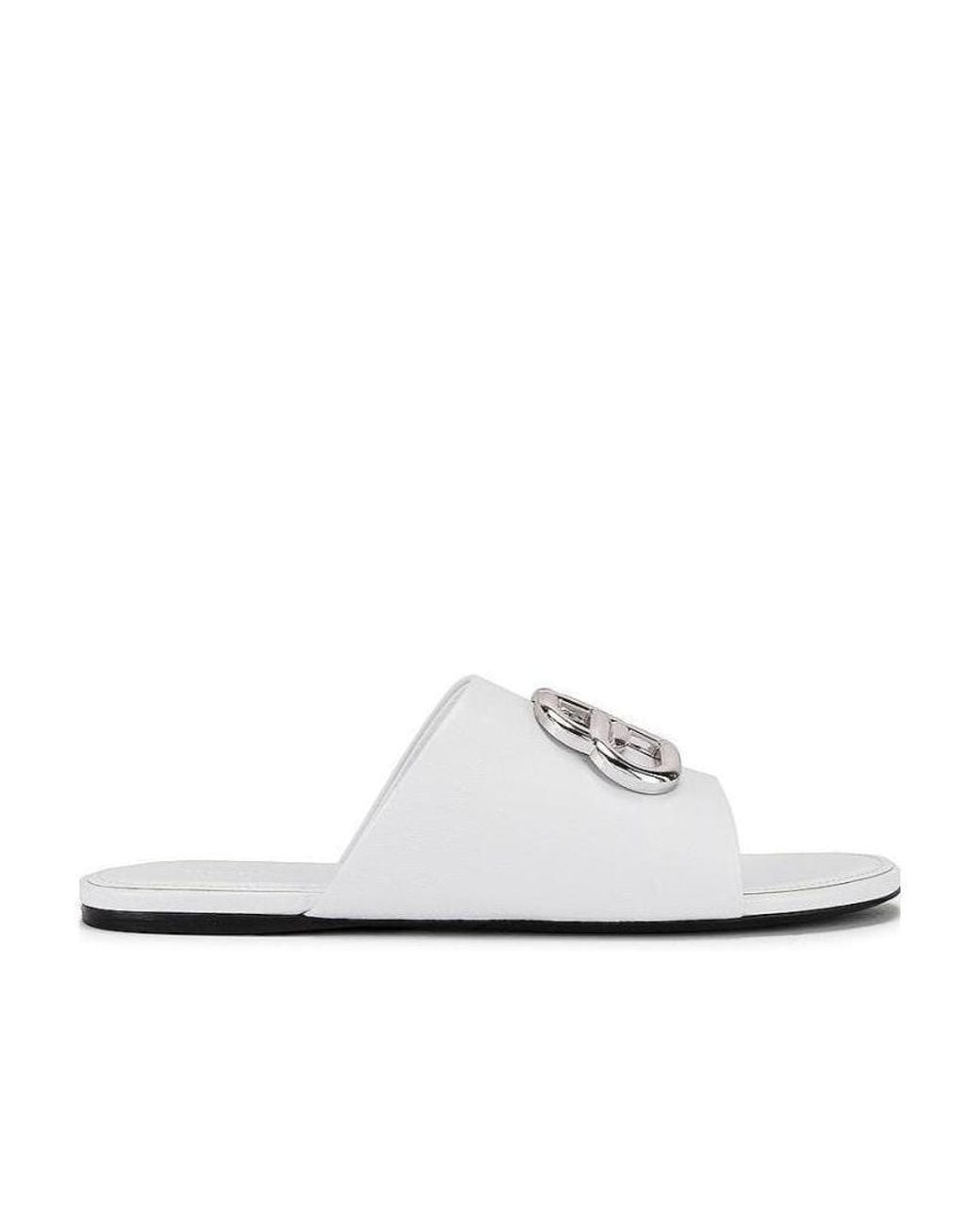Balenciaga White Bb Buckle Sandals