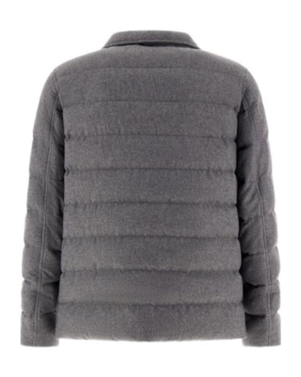 Herno Gray Double-Breasted Down Coat for men