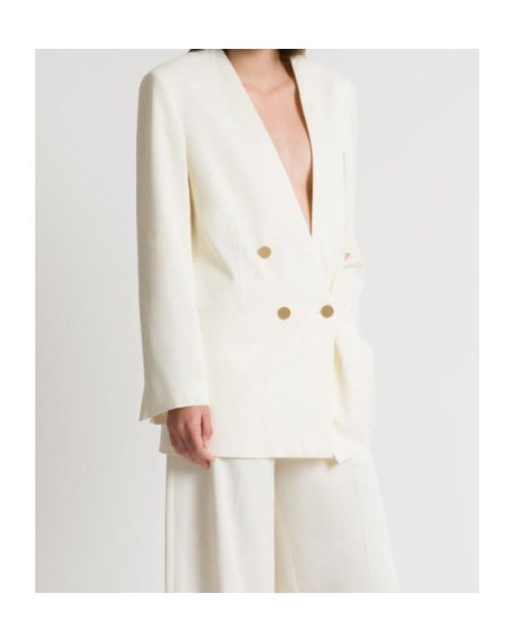 Alberta Ferretti White Double-Breasted Blazer