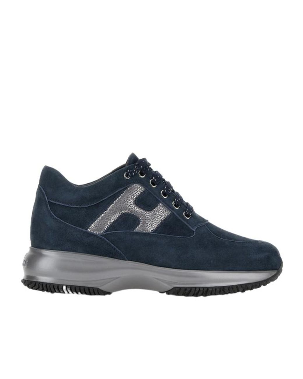 Hogan Blue Interactive Round Toe Lace-Up Sneakers