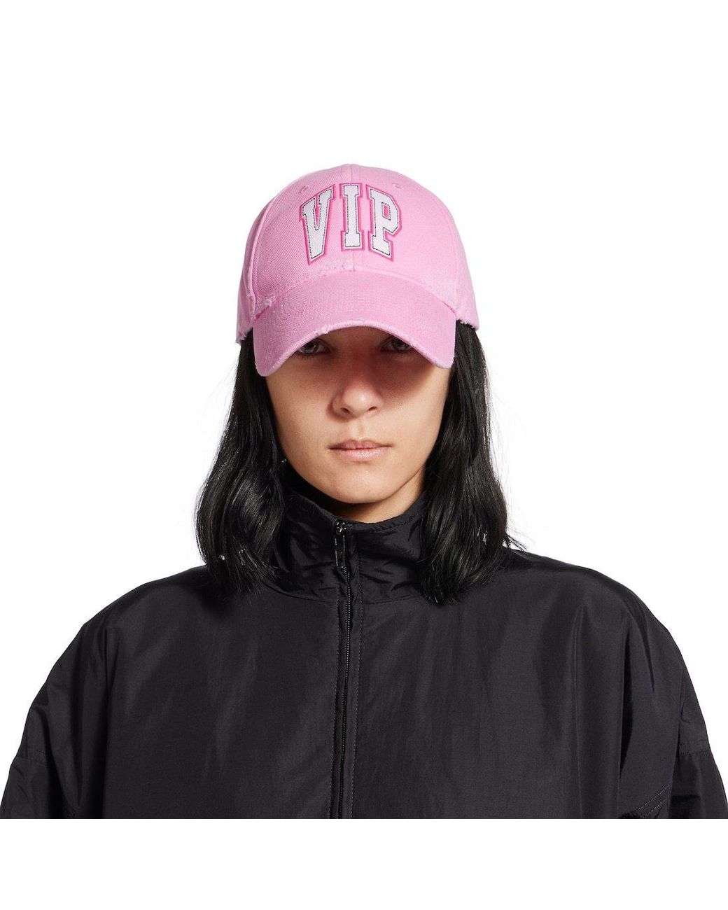 Balenciaga Pink Vip Teamp Logo Distressed Cap