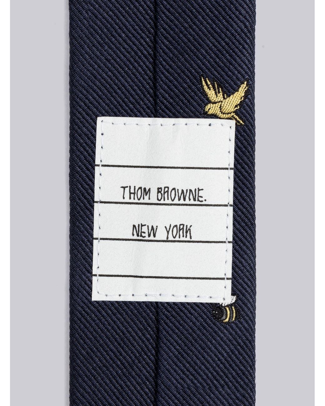 Thom Browne Blue Embroidered Silk Tie for men