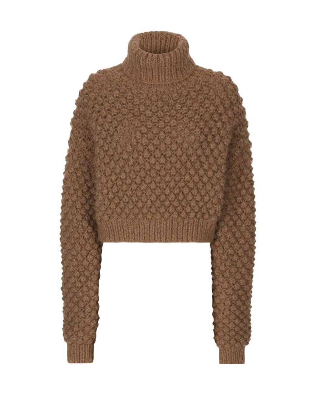 Dolce & Gabbana Brown Hazelnut-Stitch Turtle-Neck Sweater