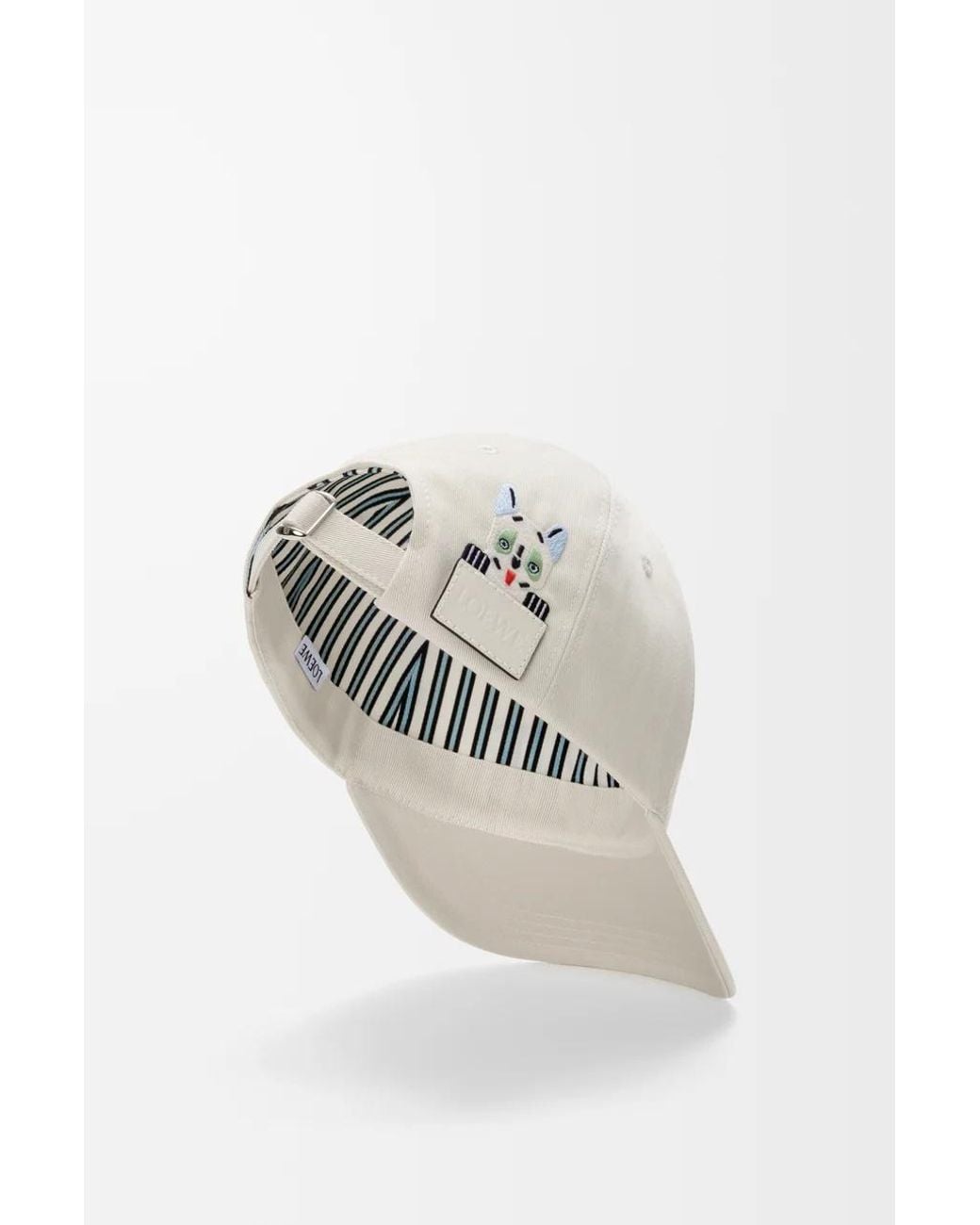 Loewe White Futurist Cat Embroidered Baseball Cap
