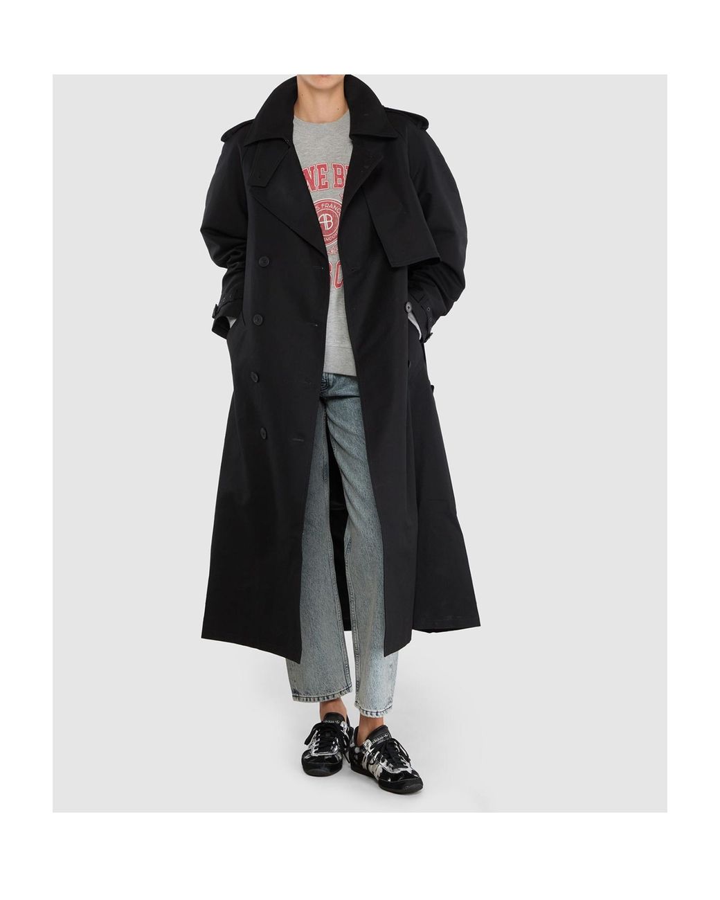 Anine Bing Black Pascale Double-Breasted Trench Coat