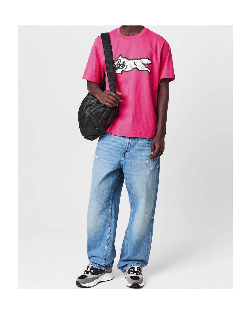 ICECREAM Pink Crew Neck Short-Sleeved T-Shirt for men