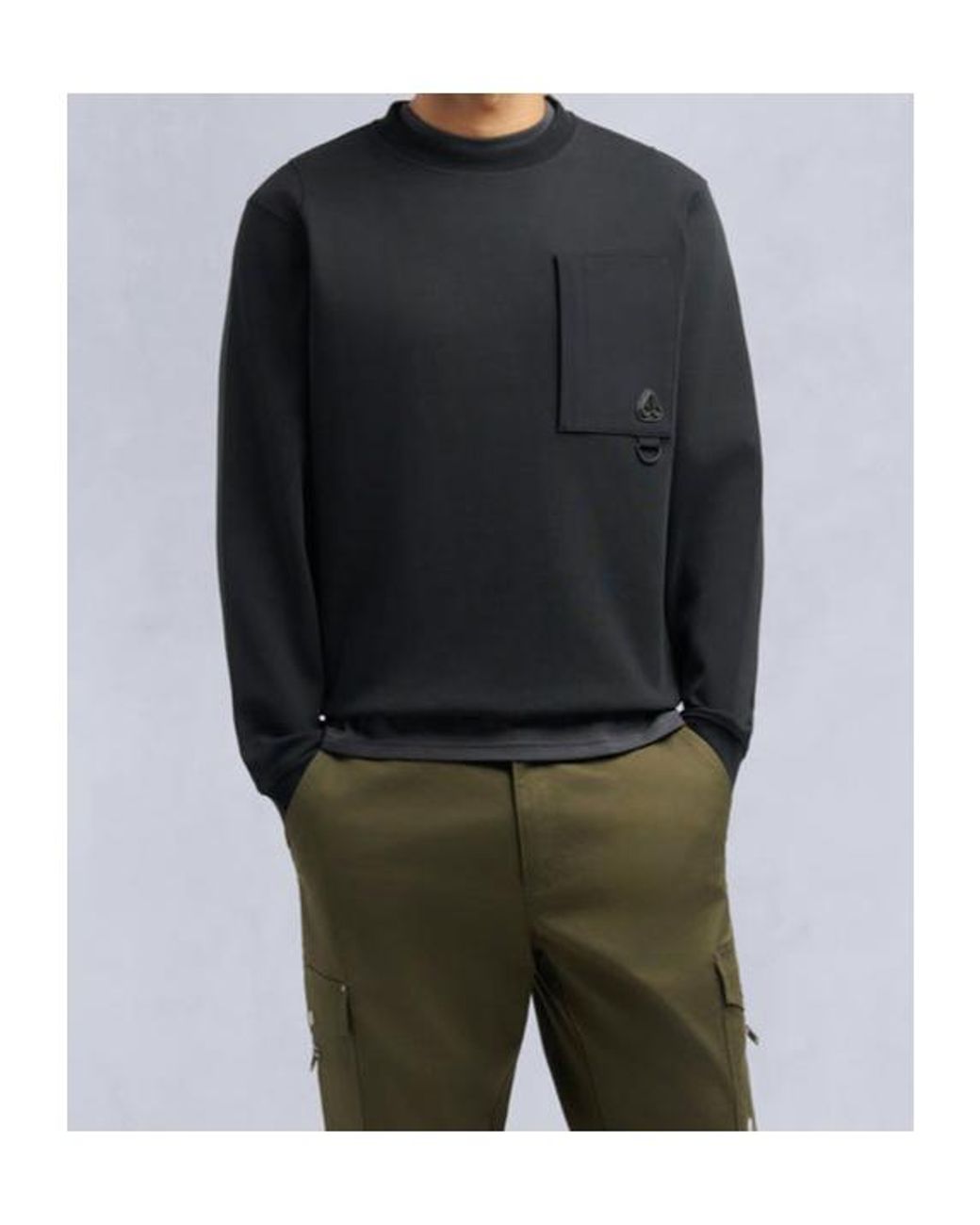 Moose Knuckles Black Dalon Crewneck Sweatshirt for men