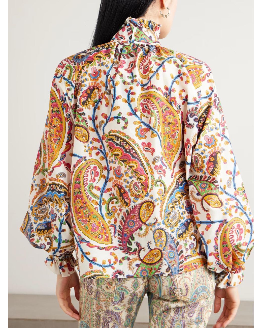 Etro Brown Bow-Tie Paisley Print Shirt