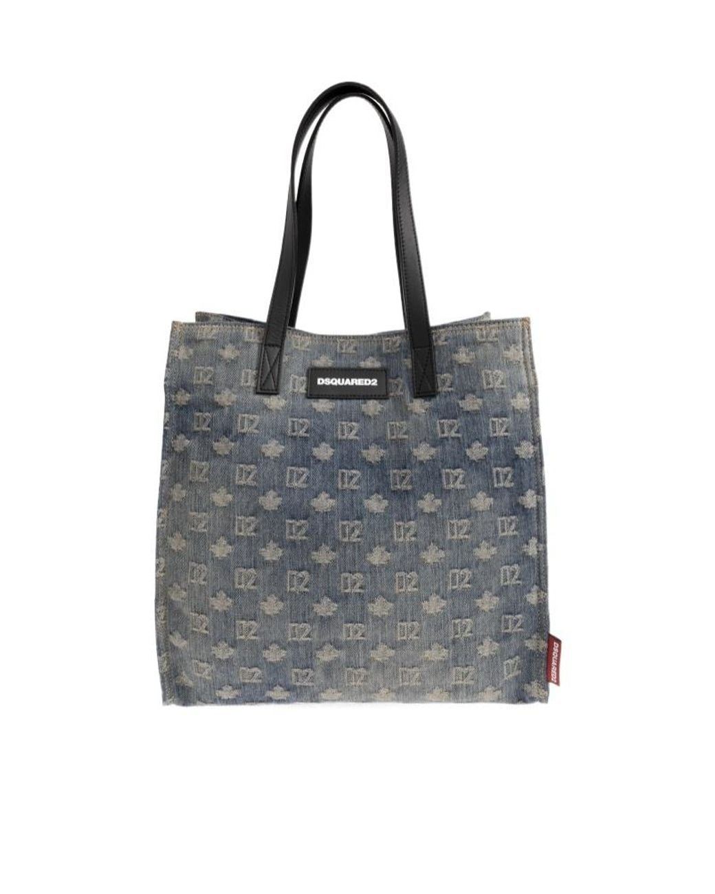 DSquared² Gray Monogram Denim Tote Bag for men