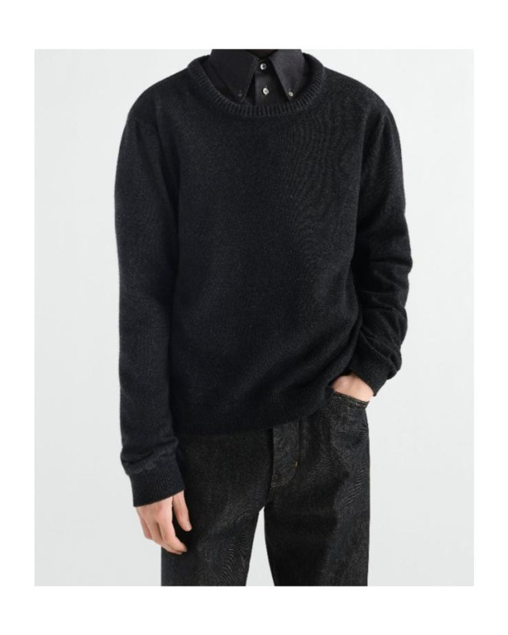 Lemaire Black Crew-Neck Sweater for men