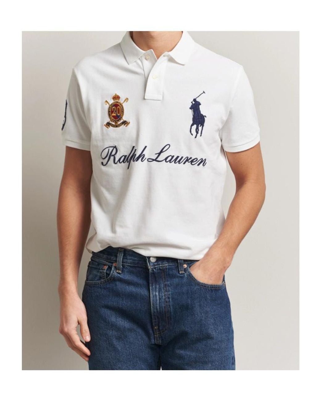 Polo Ralph Lauren Logo Embroidered Polo Shirt in White for Men | Lyst UK