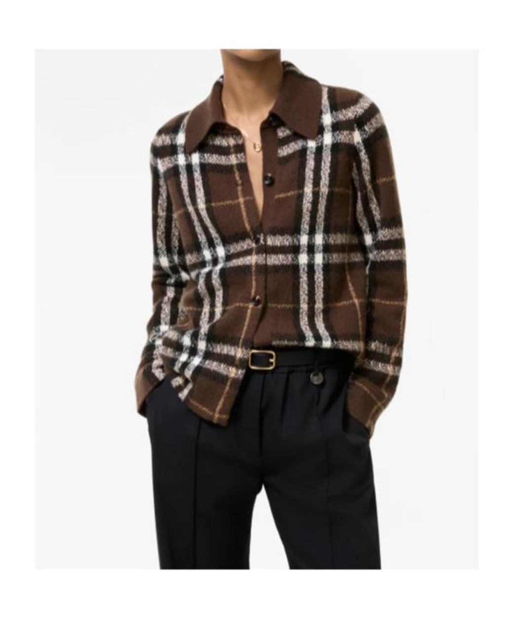 Burberry Brown Checked Button-Up Shirt