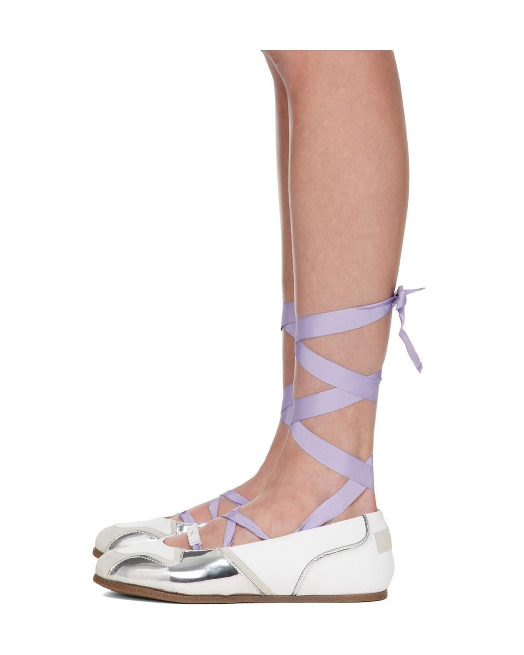 Moschino Natural Suede Mirror Effect Ballet Flats