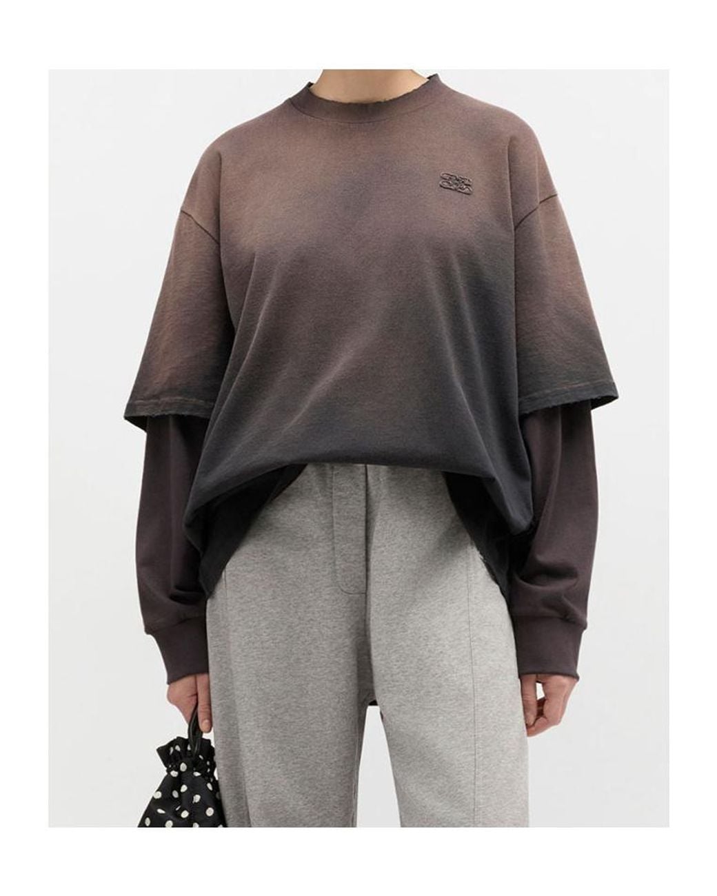 Ganni Gray Layered Long Sleeve T-Shirt