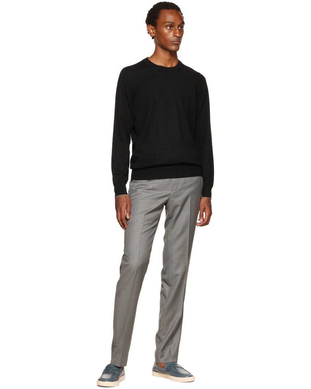 Brunello Cucinelli Black Crewneck Knitted Sweater for men