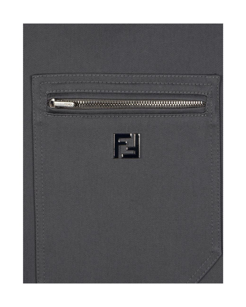 Fendi Gray Ff Logo Plaque Zip-Up Blouson for men