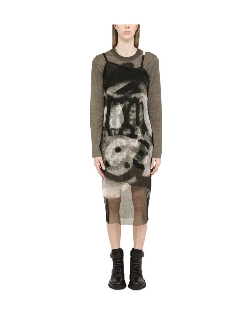 Givenchy Multicolor Graphic-Print Long-Sleeve Dress