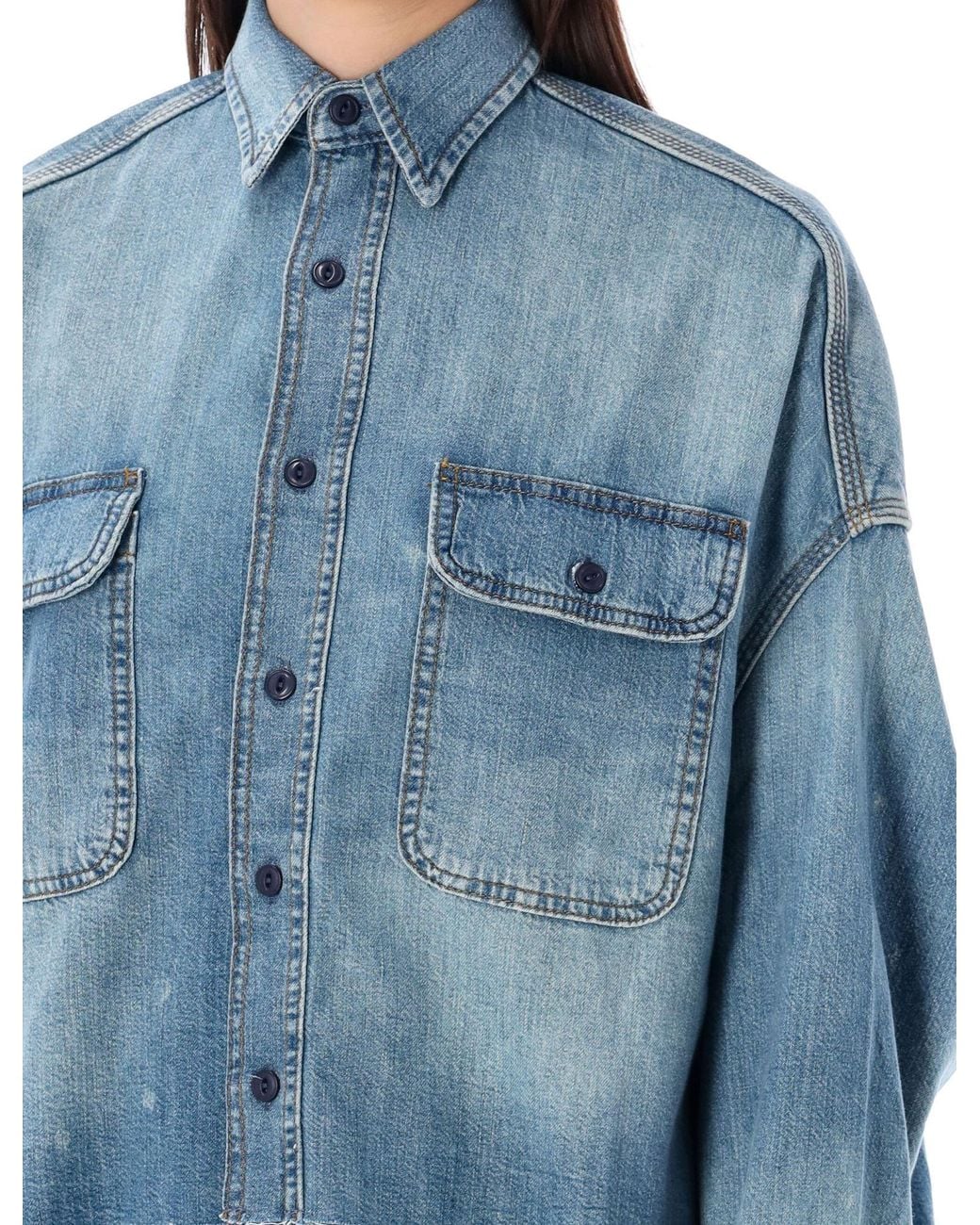 R13 Blue Long-Sleeved Denim Shirt