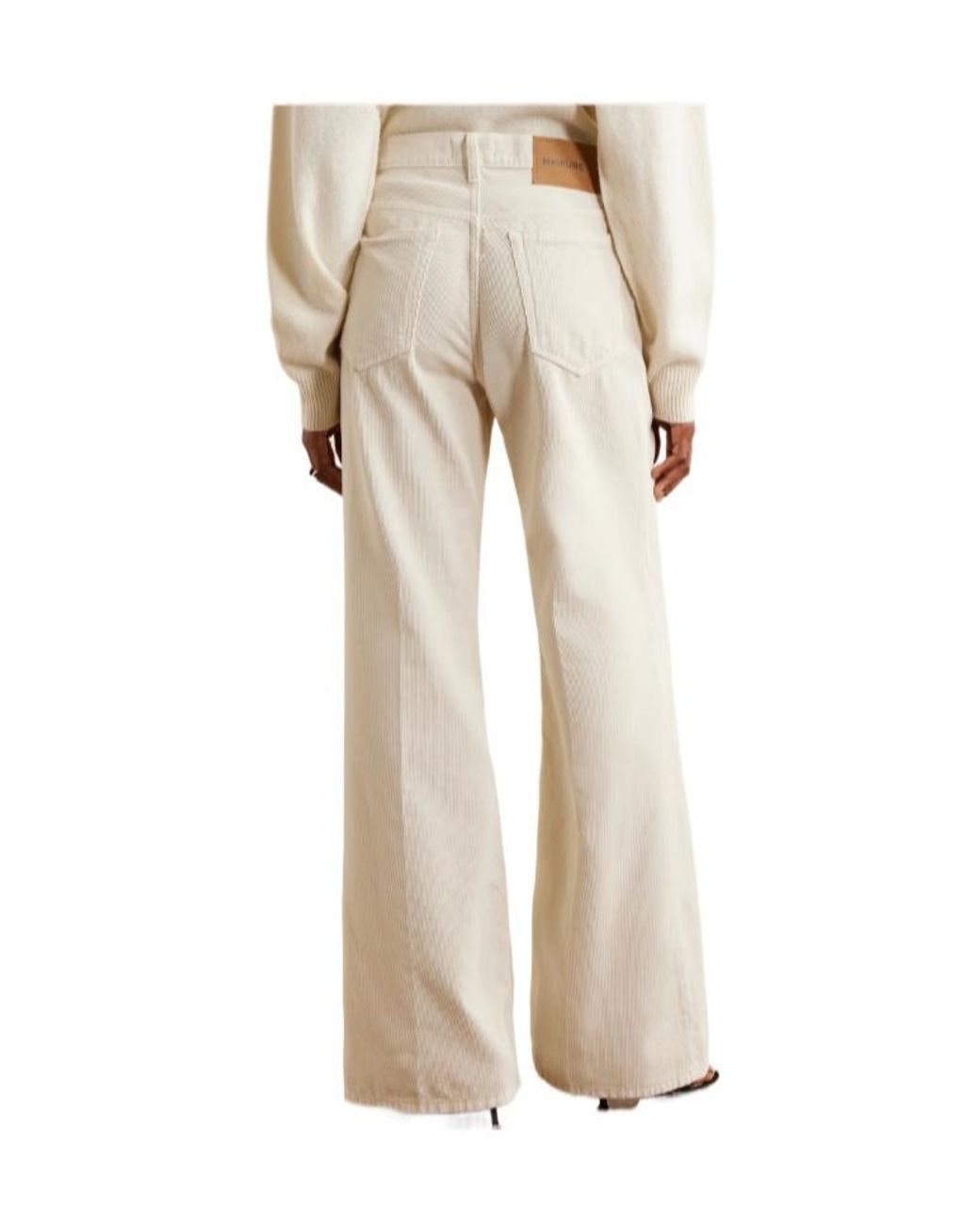 Haikure White Cotton-Courduroy Wide-Leg Pants