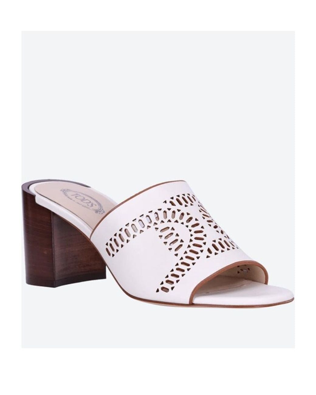 Tod's White Block Heel Slip-On Sandals
