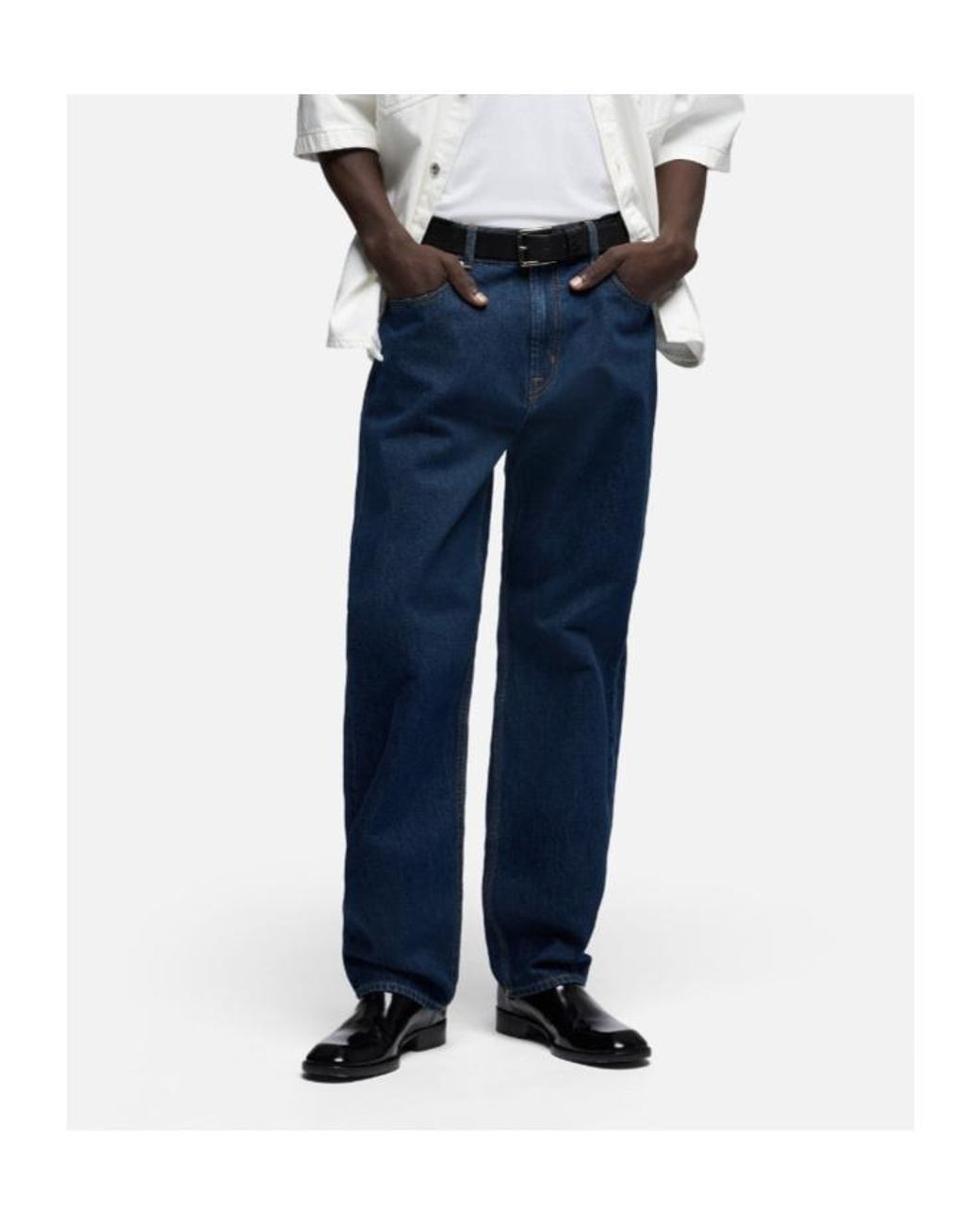 7 For All Mankind Blue Over Straight-Leg Jeans for men