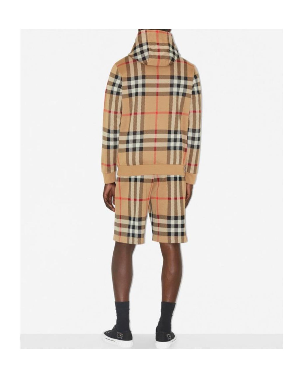 Burberry Brown Check Printed Long Sleeved Hoodie for men
