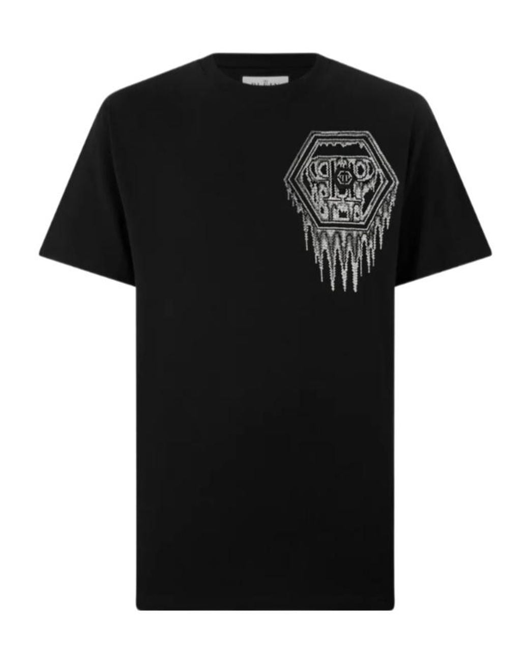 Philipp Plein Black Neon Space Crystal-Embellished T-Shirt for men