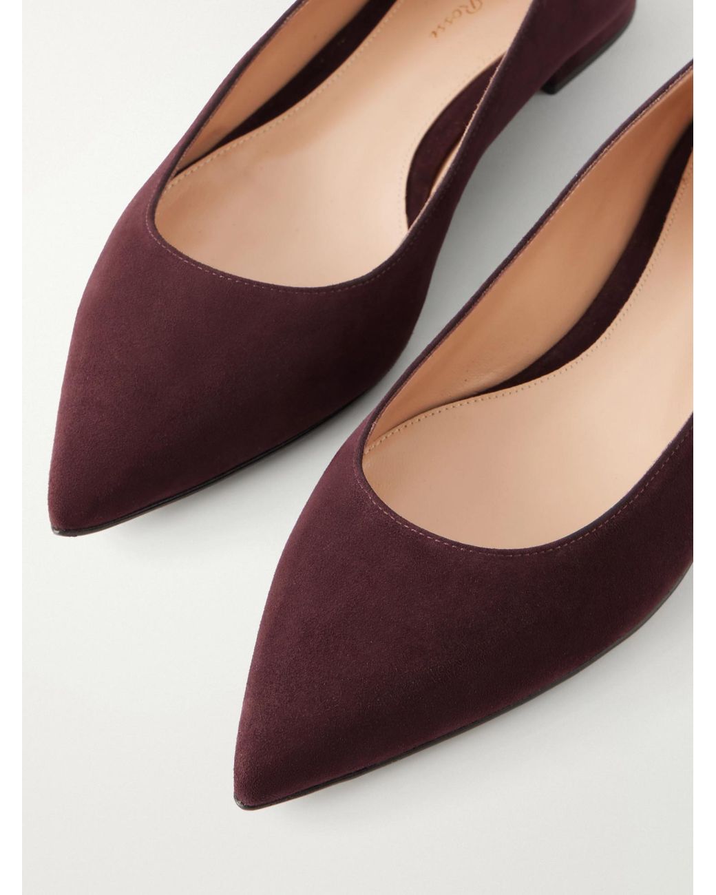 Gianvito Rossi Brown Suede Ballet Flats