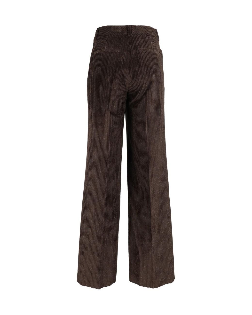 Peserico Brown Corduroy Wide-Leg Casual Trousers