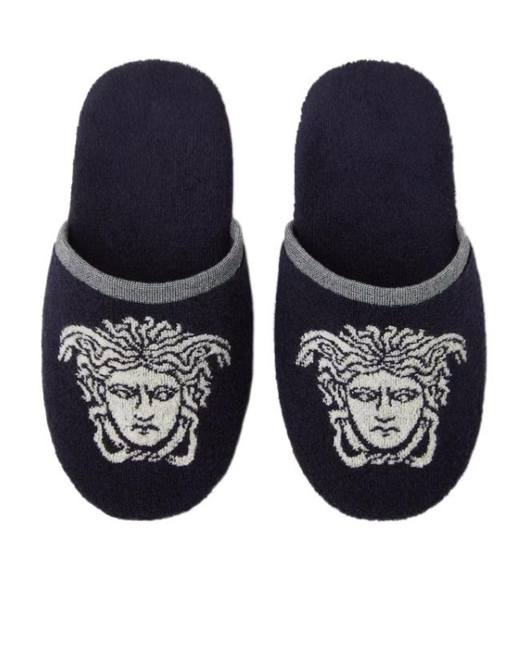 Versace Blue Cotton-Terry Jacquard Slippers for men