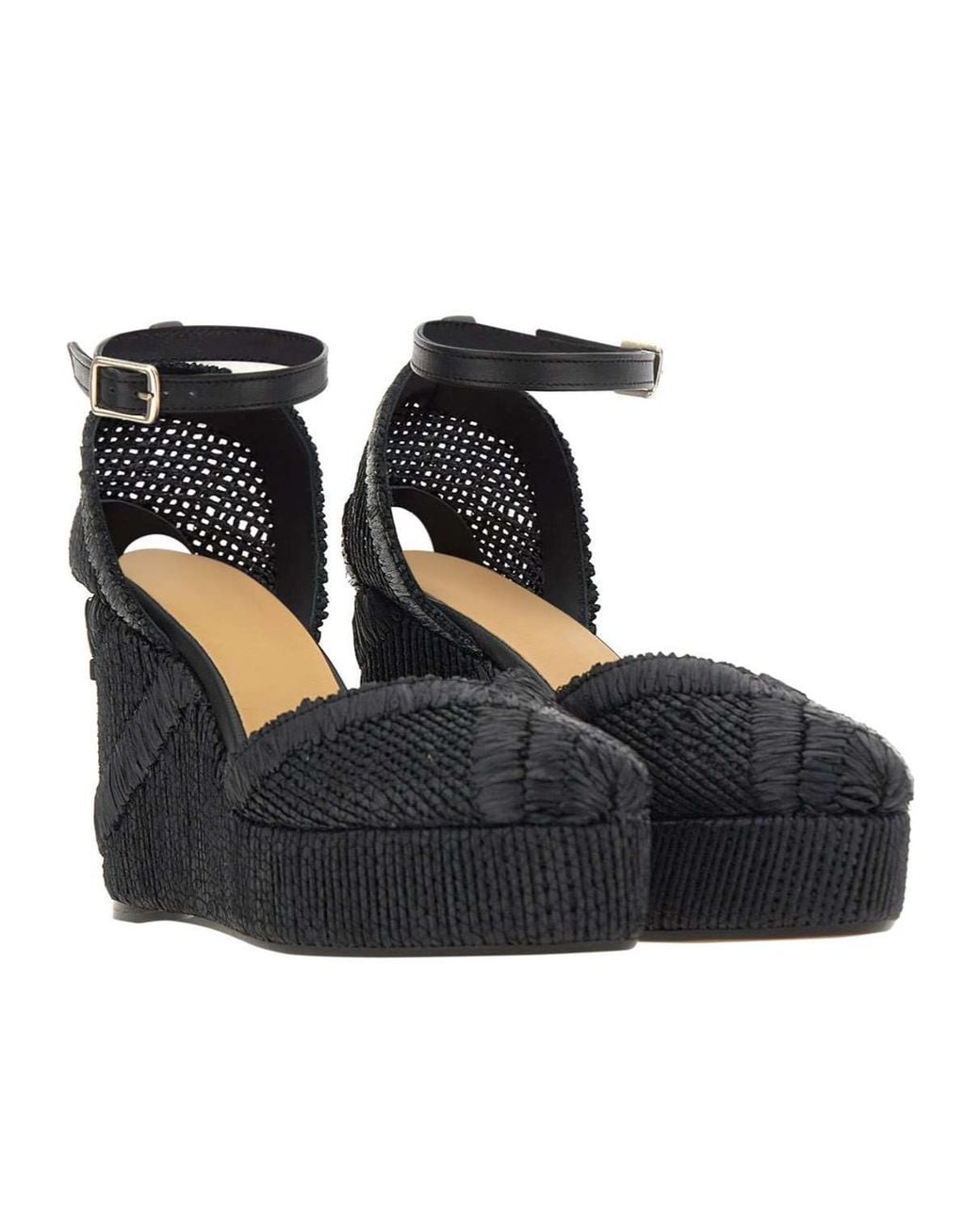Castaner Black Charmie Ankle-Strap Platform Espadrilles
